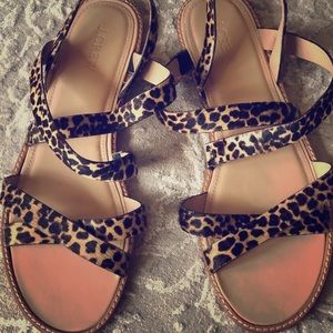 Leopard print J. Crew sandals faux hair size 10